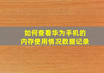 如何查看华为手机的内存使用情况数据记录