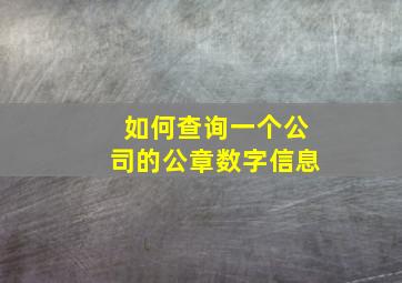 如何查询一个公司的公章数字信息