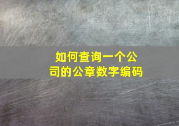 如何查询一个公司的公章数字编码