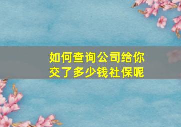 如何查询公司给你交了多少钱社保呢