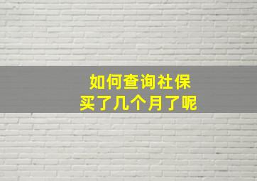 如何查询社保买了几个月了呢