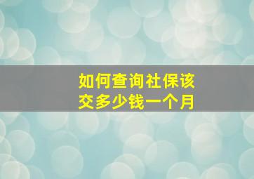 如何查询社保该交多少钱一个月