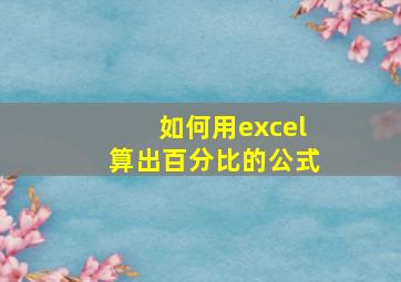 如何用excel算出百分比的公式