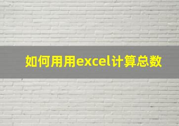 如何用用excel计算总数