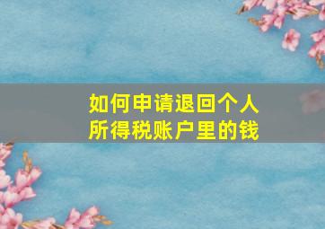 如何申请退回个人所得税账户里的钱