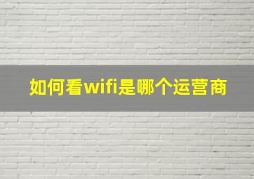 如何看wifi是哪个运营商