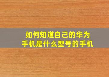 如何知道自己的华为手机是什么型号的手机