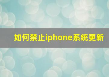 如何禁止iphone系统更新