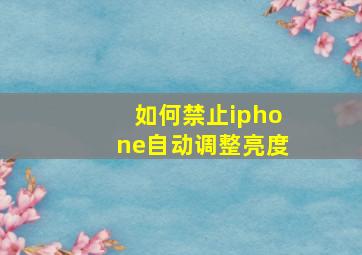 如何禁止iphone自动调整亮度