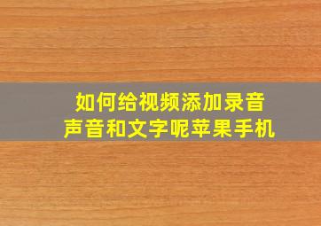 如何给视频添加录音声音和文字呢苹果手机