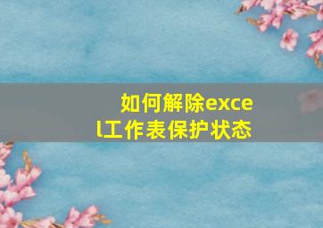 如何解除excel工作表保护状态