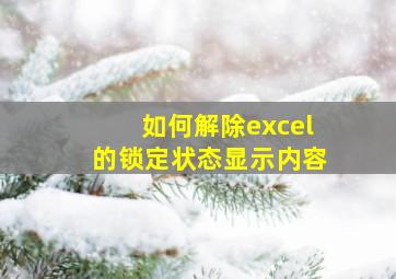 如何解除excel的锁定状态显示内容