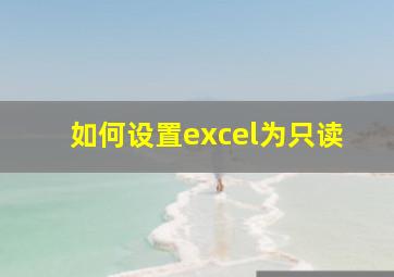 如何设置excel为只读