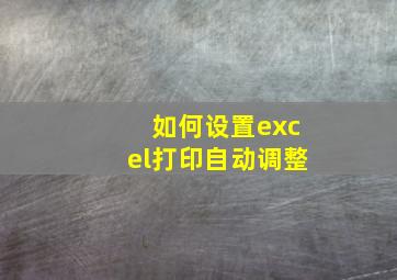 如何设置excel打印自动调整