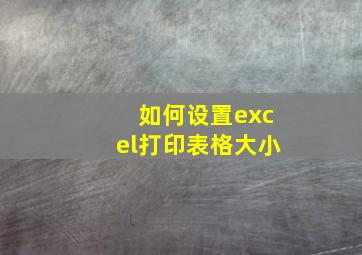 如何设置excel打印表格大小