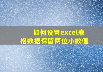 如何设置excel表格数据保留两位小数值