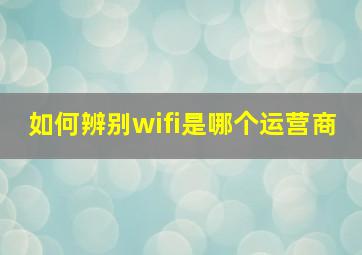 如何辨别wifi是哪个运营商