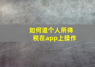 如何退个人所得税在app上操作