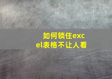 如何锁住excel表格不让人看