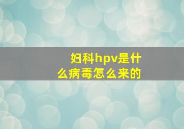 妇科hpv是什么病毒怎么来的