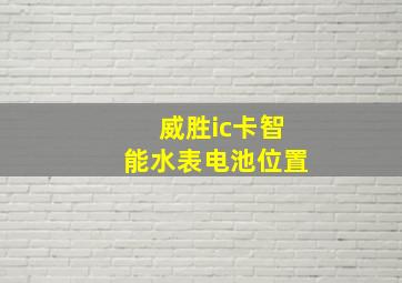 威胜ic卡智能水表电池位置