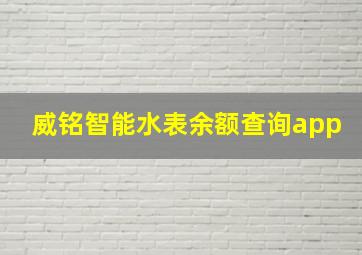 威铭智能水表余额查询app