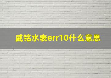 威铭水表err10什么意思