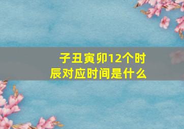 子丑寅卯12个时辰对应时间是什么