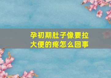 孕初期肚子像要拉大便的疼怎么回事