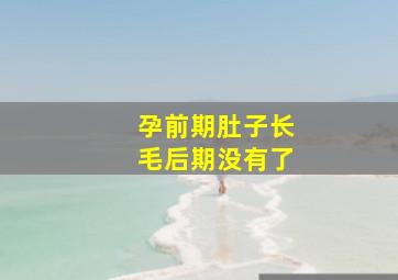 孕前期肚子长毛后期没有了