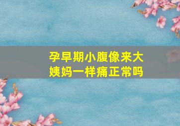 孕早期小腹像来大姨妈一样痛正常吗