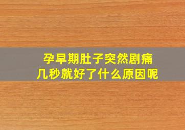 孕早期肚子突然剧痛几秒就好了什么原因呢