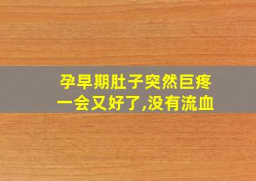 孕早期肚子突然巨疼一会又好了,没有流血