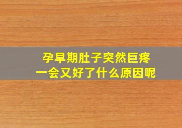 孕早期肚子突然巨疼一会又好了什么原因呢