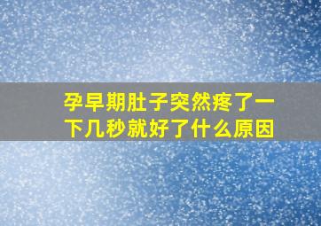 孕早期肚子突然疼了一下几秒就好了什么原因