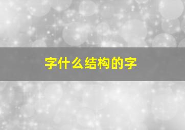 字什么结构的字