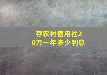 存农村信用社20万一年多少利息