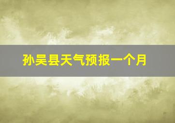 孙吴县天气预报一个月