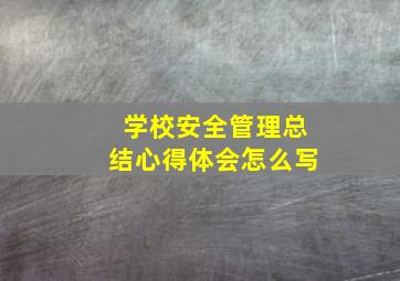 学校安全管理总结心得体会怎么写