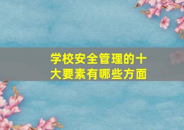 学校安全管理的十大要素有哪些方面