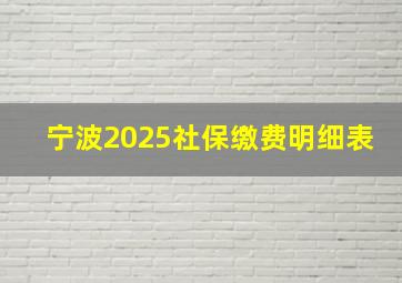 宁波2025社保缴费明细表