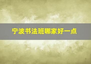 宁波书法班哪家好一点