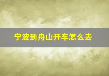 宁波到舟山开车怎么去