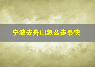 宁波去舟山怎么走最快