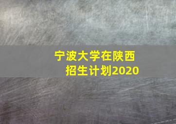 宁波大学在陕西招生计划2020