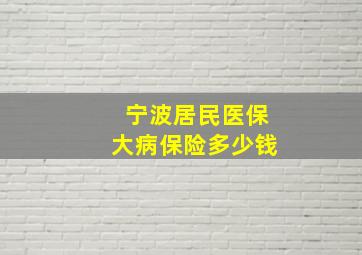 宁波居民医保大病保险多少钱