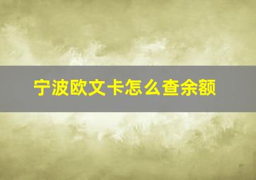 宁波欧文卡怎么查余额