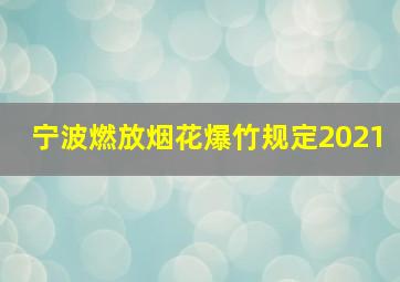 宁波燃放烟花爆竹规定2021