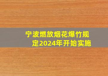 宁波燃放烟花爆竹规定2024年开始实施