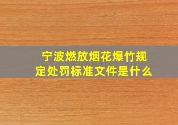 宁波燃放烟花爆竹规定处罚标准文件是什么